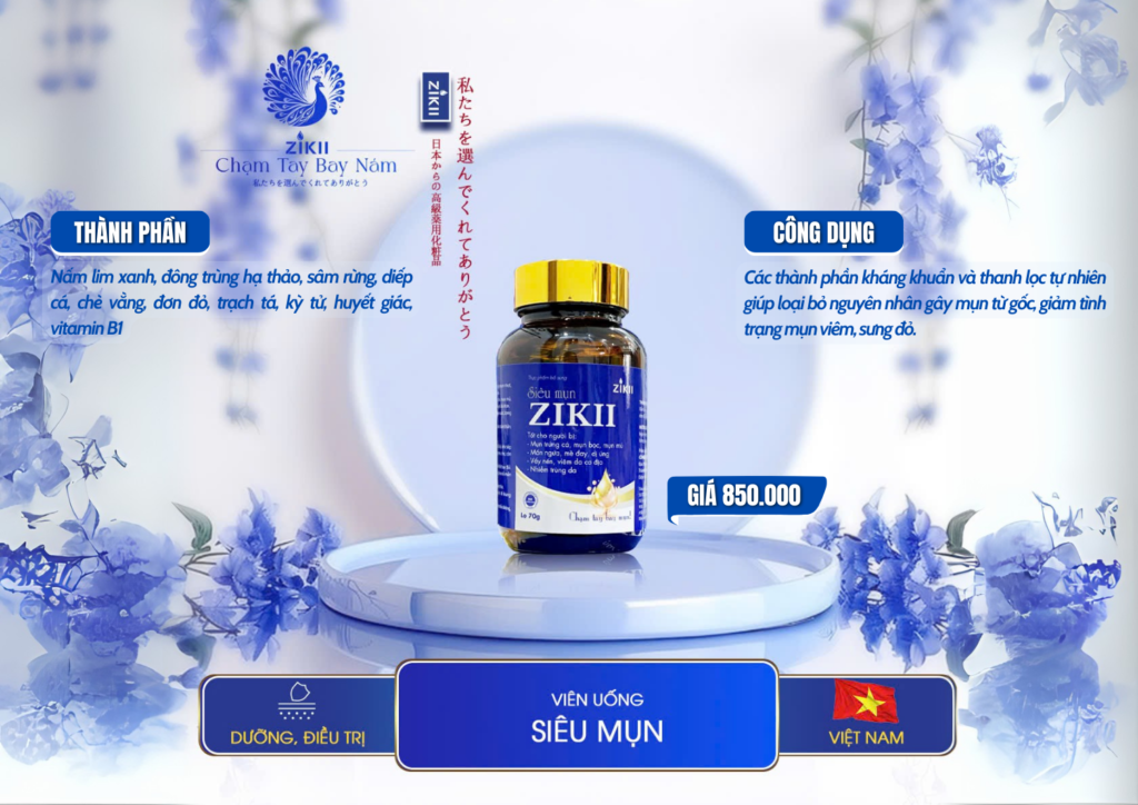 Viên uống mụn zikii giúp cải thiện sắc tố da và cân bằng nội tiết tố